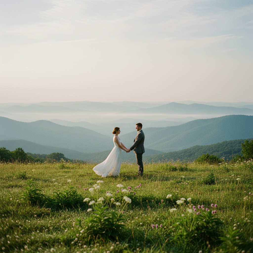 Couple celebrating an intimate elopement in the Smoky Mountains